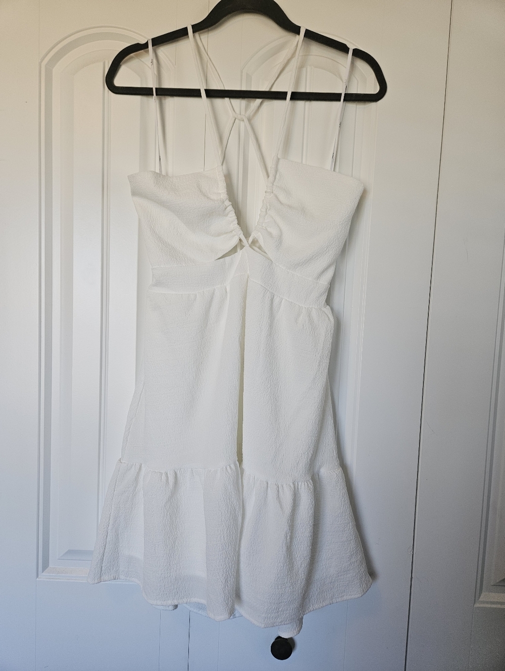 Lulus White Textured Spaghetti Strap Mini Dress Size Medium